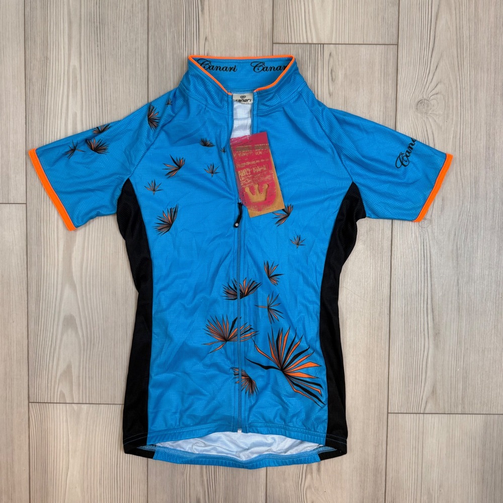 Canari Asola Fiji Blue Tropical Palm Cycling Jersey Womens Small NWT 22209